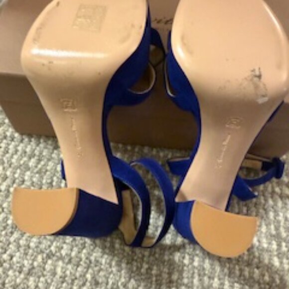 Gianvito Rossi Royal Blue Suede Ankle strap platform heels - Picture 5 of 6